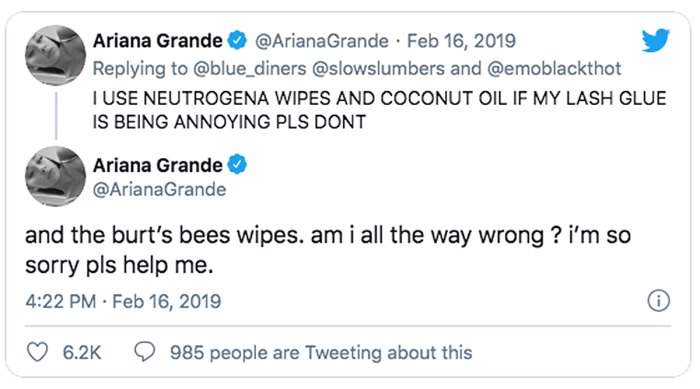 ariana-grande-skincare-tweet