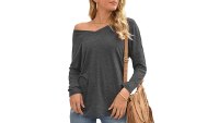 Neineiwu Women's V-Neck Casual Loose Fit Tunic Top