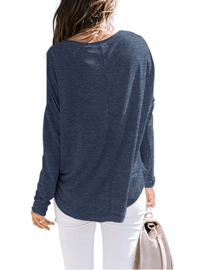 Neineiwu Women's V-Neck Casual Loose Fit Tunic Top