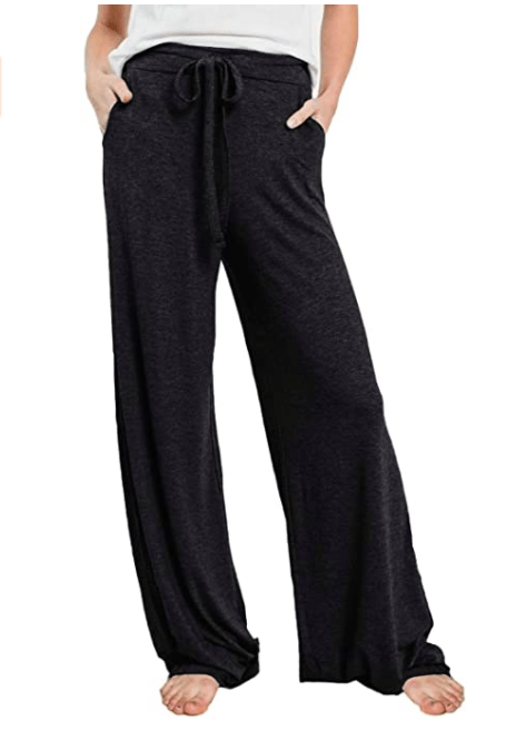 PRETTYGARDEN Women’s Casual Drawstring Waist Stretchy Loose Lounge Pants (Black)