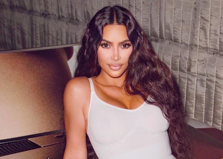 Kim Kardashian Flaunts Her Famous Curves In Asymmetrical, Blue Two Piece Set