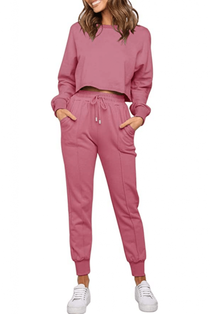 ZESICA Women's Long Sleeve Crop Top and Pants 2 Piece Jogger Set