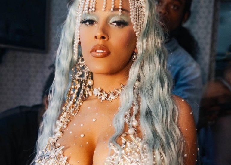 Doja Cat Puts Her Curves On Full Display In Chain And Swarovski Crystal Two Piece Bathing Suit — See The Look