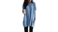 Asvivid Long Sleeve Crew Neck Tunic Top