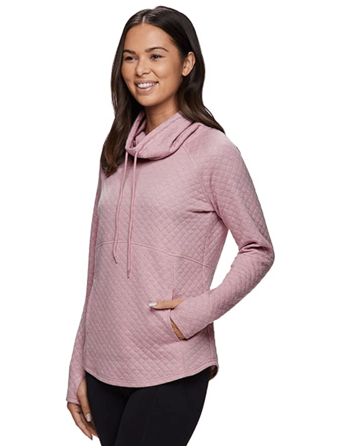 RBX Active Women's Ultra Soft Quilted Cowl Neck Pullover Sweatshirt