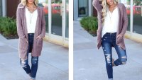 MEROKEETY Long-Sleeve Soft Knit Cardigan