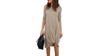 Chvity Long-Sleeve Twist Front Midi Dress