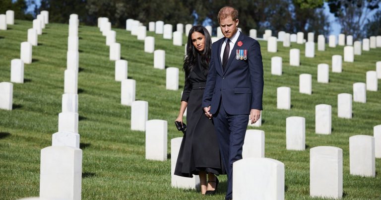 Prince Harry and Meghan Markle Visit L.A. Cemetery for Remembrance Day: Pics