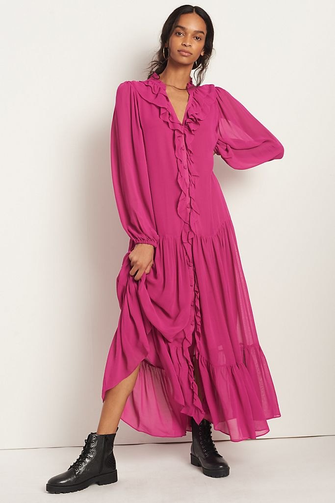 Farm Rio Culebra Ruffled Maxi Dress