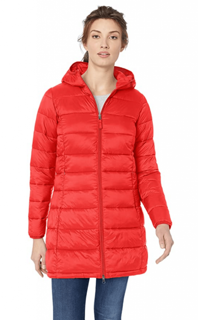 Amazon Essentials Women's Lightweight Long-Sleeve Full-Zip Water-Resistant Packable Hooded Puffer Coat