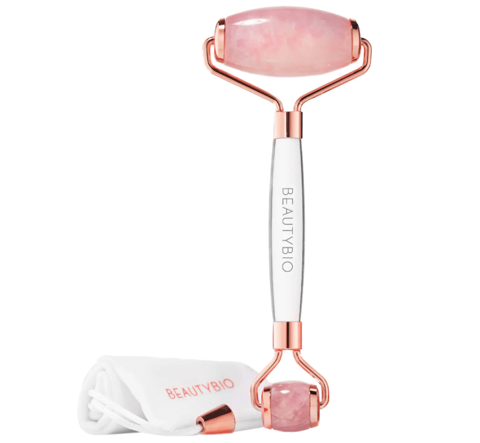 BeautyBio Contouring + De-Puffing Rose Quartz Roller