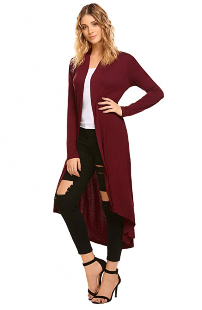 POGTMM Women's Casual Open Front Drape Maxi Long Sleeve Cardigan