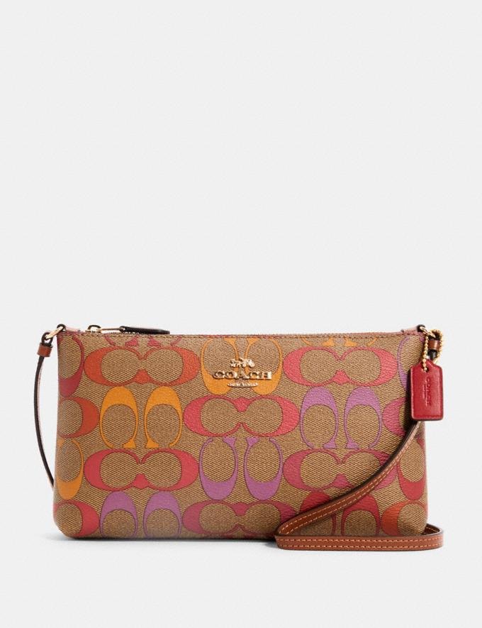 Zip Top Crossbody In Rainbow Signature Canvas