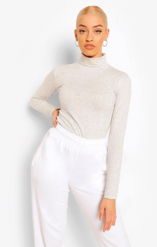 Nude Long Sleeved Turtleneck Top