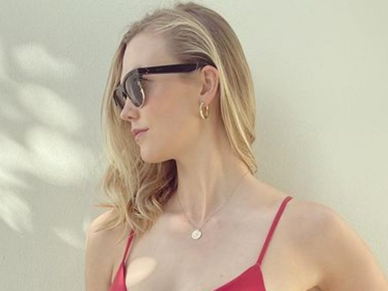 Karlie Kloss Puts Her Baby Bump On Full Display In Red, Amaio Bikini — See The Look