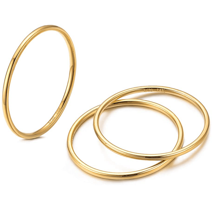 NOKMIT 1mm 14K Gold Filled Stackable Rings for Women