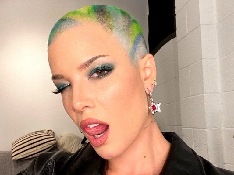 Halsey Puts On A Busty Display In Savage X Fenty As She Shows Off Her Bra With Long Hair After Her Recent Buzz Cut