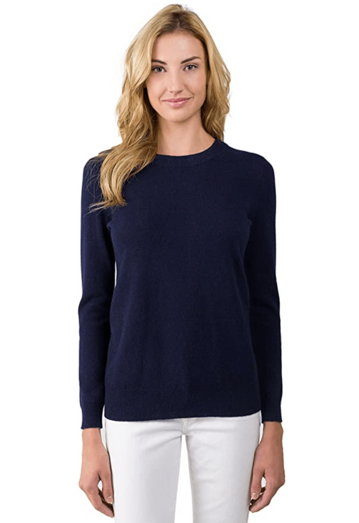 JENNIE LIU J Cashmere Women's 100% Cashmere Long Sleeve Pullover Crew Neck Sweater