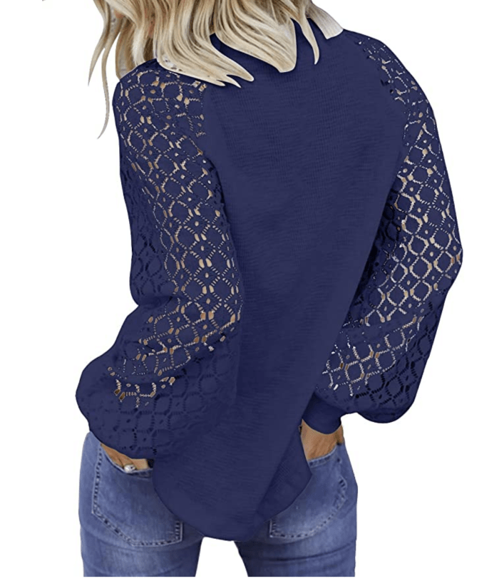 MIHOLL Women’s Long Sleeve Tops Lace Casual Loose Blouse