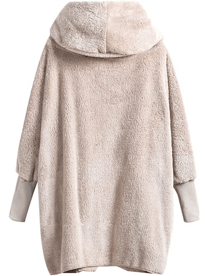 SweatyRocks Women's Hooded Dolman Sleeve Faux Fur Cardigan Coat