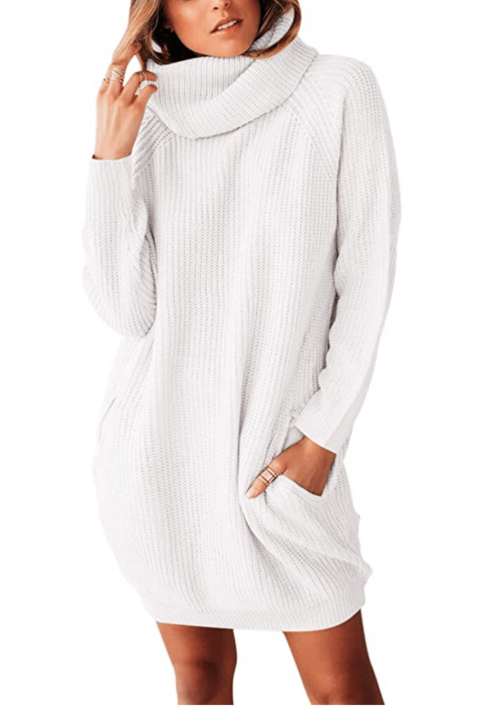 Sovoyontee Women's Long Sleeve Baggy Oversized Turtleneck Pullover Sweater Dress