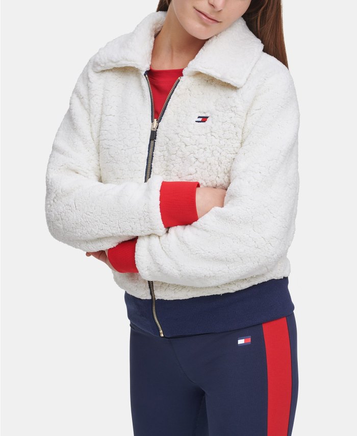 Tommy Hilfiger Women's Reversible Faux Sherpa Cropped Bomber Jacket