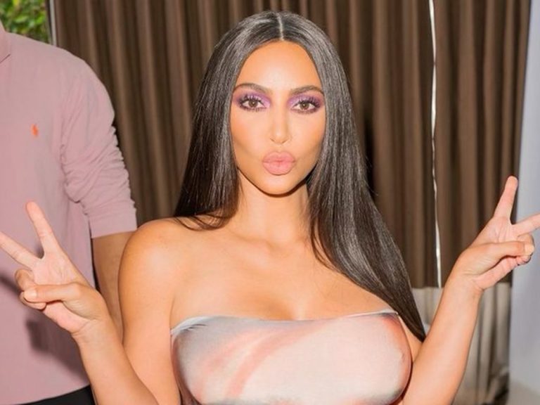 Kim Kardashian Puts Her Beach Body On Full Display In Skimpy Two-Piece, Leather Bathing Suit