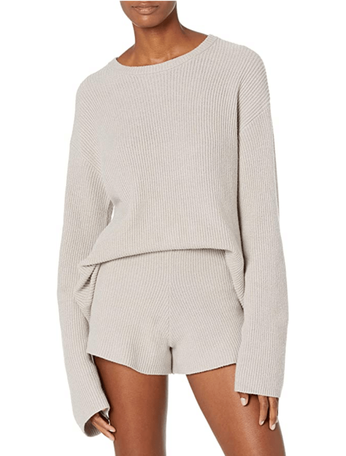 The Drop Women's Alice Crewneck Back Slit Ribbed Pullover Sweater