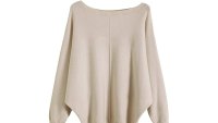 GABERLY Boat Neck Batwing Sleeves Dolman Knitted Sweater