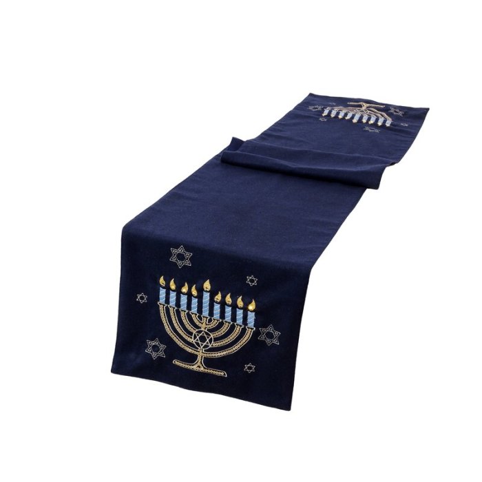 The Holiday Aisle Swanscombe Hanukkah Velvet Touch Light Up Table Runner