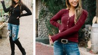 Spadehill V-Neck Button-Up Long-Sleeve Knit Sweater