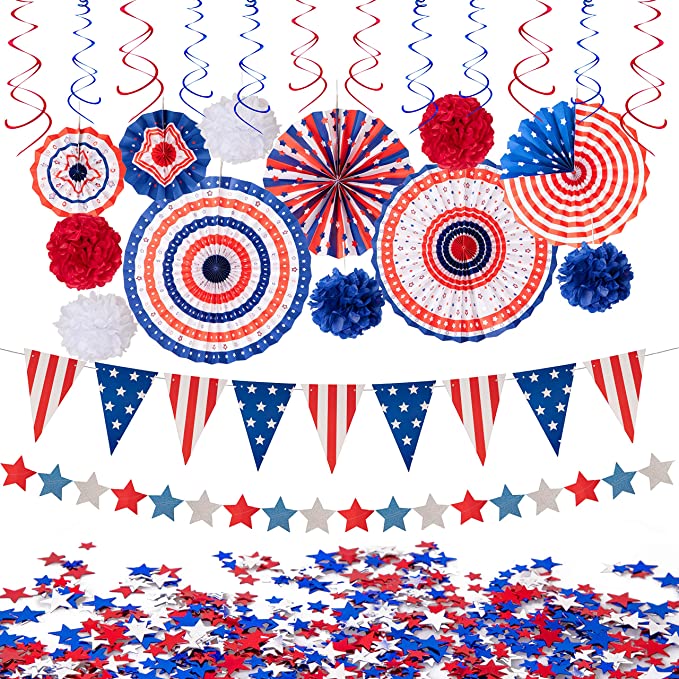 jollylife 29PCS Fourth of July Patriotic Decorations Set