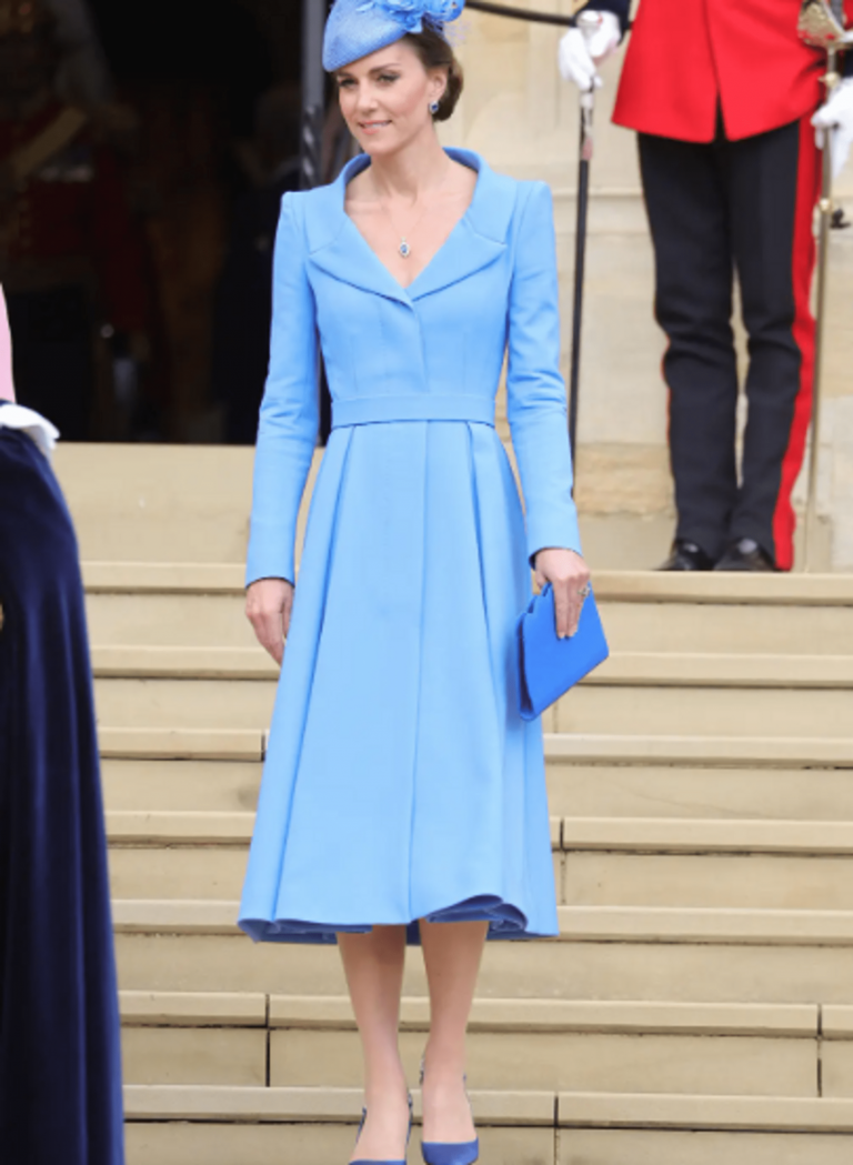 Kate Middleton attends the Order of the Garter in bright blue