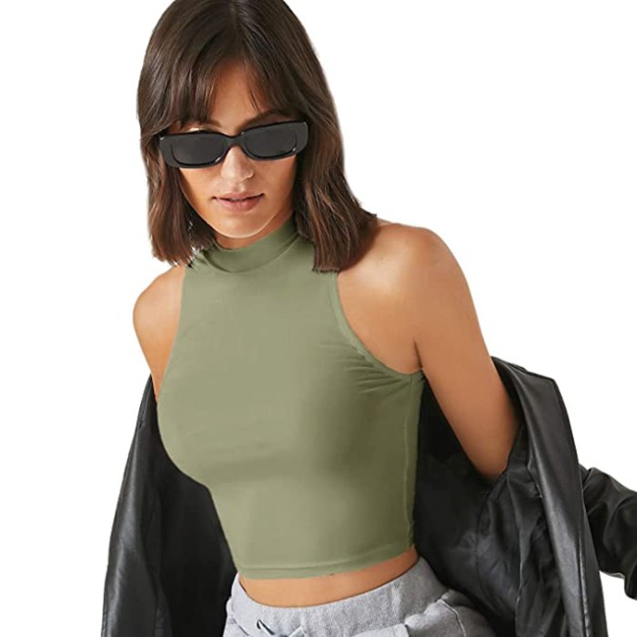 green crop top