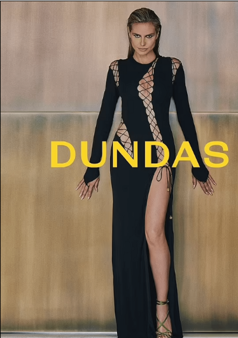 Heidi Klum showed fatal maxi dresses and skimpy swimwear from the new Dundas collection