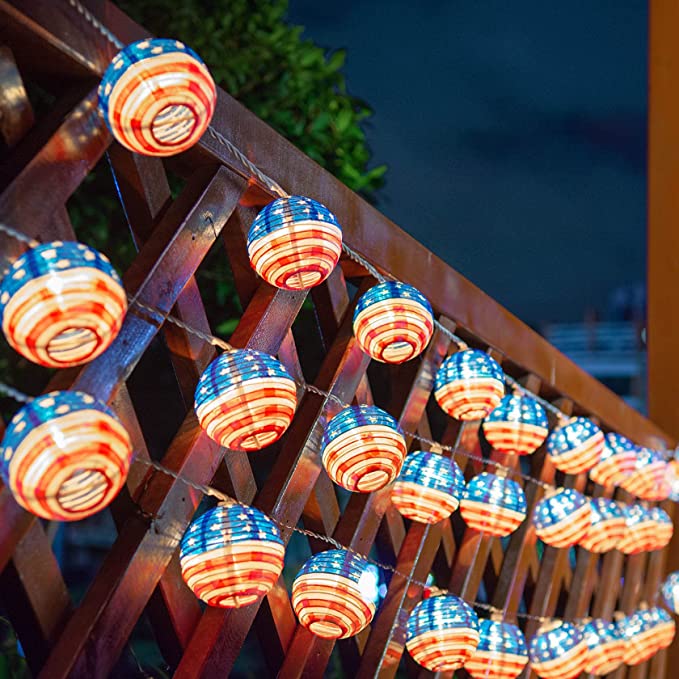 TIGOMOOV American Flag Lantern String Lights