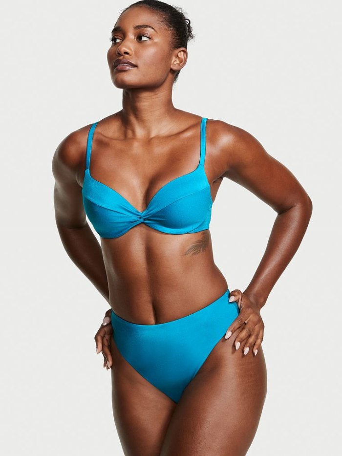 blue twist bikini