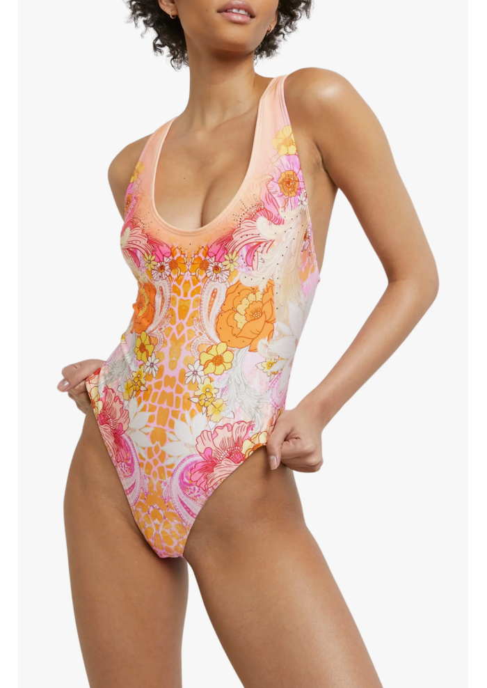 River Island Paisley Scoop Neck One-Piece Swimsuit